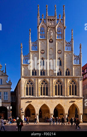 Il municipio storico presso il principale mercato di Muenster, Germania, Renania settentrionale-Vestfalia, Muensterland, Munster Foto Stock