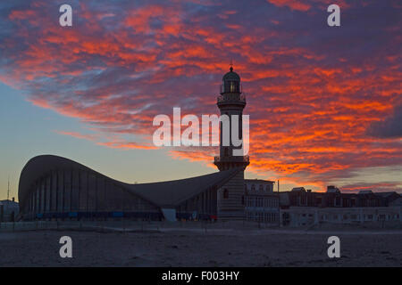 Faro Warnemuende al mattino, Germania, Mecklenburg Vorpommern, Warnemuende, Rostock Foto Stock