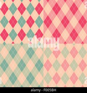 Seamless argyle pattern. Rombi sfondo. Set di vettore. Illustrazione Vettoriale