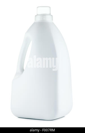 Detergente per bucato in bottiglia, isolati su sfondo bianco Foto Stock