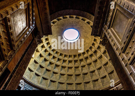 Porte con apertura in occhio interiore. Il Pantheon. Antico tempio romano. Ora una chiesa cristiana. Roma, Italia. Foto Stock