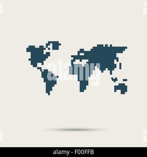 Stile semplice icona pixel continenti. Il design del vettore Illustrazione Vettoriale