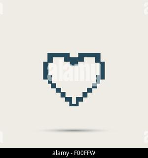 Semplice ed elegante icona pixel cuore. Il design del vettore Illustrazione Vettoriale