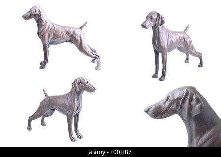 Composito di quattro weimaraner figurine su bianco Foto Stock