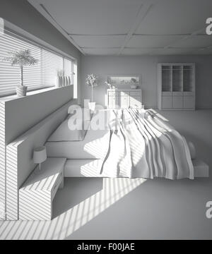 3D Interni rendering di una moderna camera da letto Foto Stock