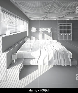 3D Interni rendering di una moderna camera da letto Foto Stock