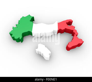 Mappa di Italia nella bandiera italiana.colori 3D Foto Stock