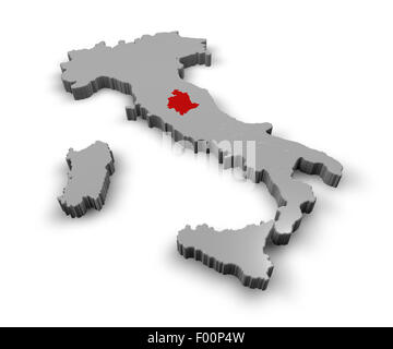 Mappa 3d di Italia Regioni Umbria Foto Stock