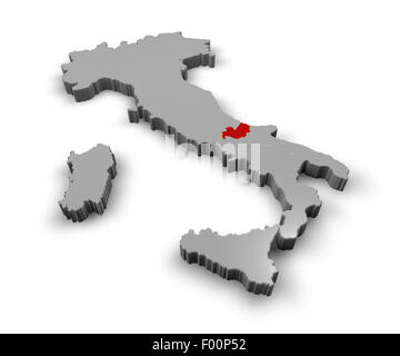 Mappa 3d di Italia regioni Molise Foto Stock