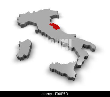 Mappa 3d di Italia regioni Marche Foto Stock