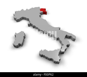 Mappa 3d di Italia Regioni Friuli Venezia Giulia Foto Stock