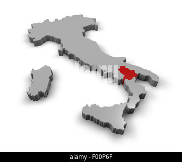 Mappa 3d di Italia Regioni Basilicata Foto Stock