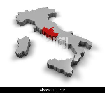 Mappa 3d di Italia Regioni Lazio Foto Stock