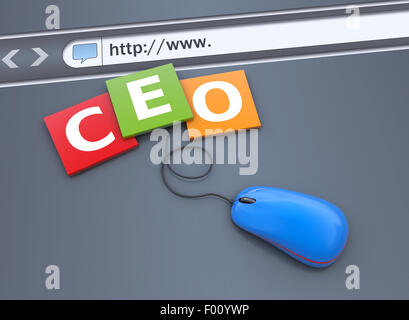 CEO cube con il mouse di un computer come concetto Foto Stock
