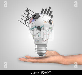 Lampadina con grafico di business Foto Stock