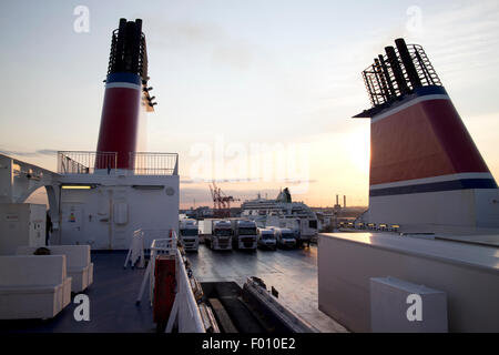 A bordo della stena avventuriero di trasporto di passeggeri e di merci superferry porto di Dublino Repubblica di Irlanda Foto Stock