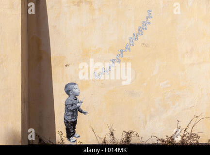 WHITSTABUBBLE graffiti sul muro di strada in Whitstable Kent England Regno Unito Foto Stock