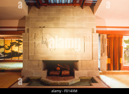 Interno della casa Hollyhock da Frank Lloyd Wright, Los Angeles, California Foto Stock