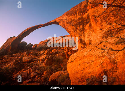 Landscape Arch, Arches National Park, Utah Foto Stock