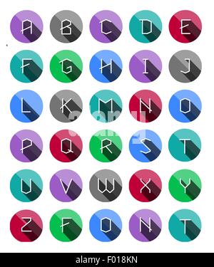 Piatto alfabeto icone Illustrazione Vettoriale