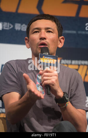 Hwang Jung-Min, Agosto 04, 2015 : sud coreano Hwang attore Jung-Min assiste un GV del suo film "Veterano" a Seul, in Corea del Sud. © Lee Jae-Won/AFLO/Alamy Live News Foto Stock