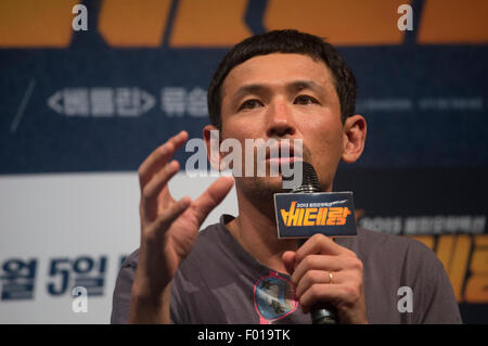 Hwang Jung-Min, Agosto 04, 2015 : sud coreano Hwang attore Jung-Min assiste un GV del suo film "Veterano" a Seul, in Corea del Sud. © Lee Jae-Won/AFLO/Alamy Live News Foto Stock