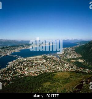 Vista aerea di Tromso - Troms County, Norvegia Foto Stock