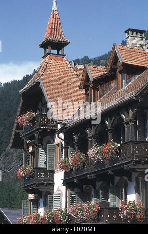 Il Posthotel Kassl in Oetz, Tirolo, Austria. Foto Stock