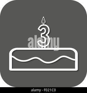 Torta di compleanno con candele numero 3 Illustrazione Vettoriale