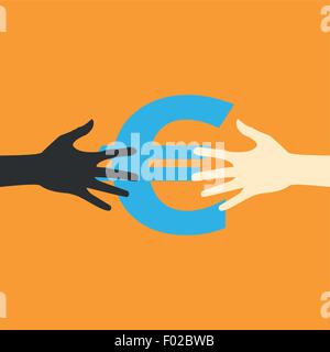 Icona piatta mani e denaro, stampa vettoriale EPS Illustrazione Vettoriale