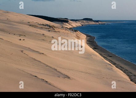 Dune di Pilat, le più alte dune di sabbia in Europa, la baia di Arcachon, Aquitaine, Francia. Foto Stock