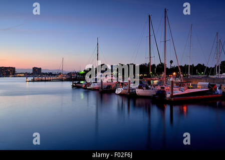 Marina Del Rey al tramonto, Los Angeles, Stati Uniti d'America Foto Stock