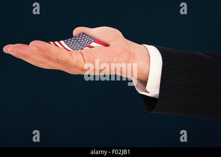 Immagine composita di imprenditore con orologio da polso e mani Foto Stock