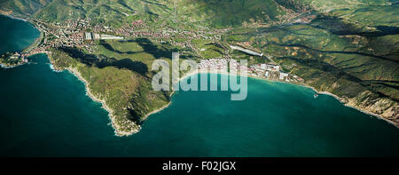 Vista aerea di Riva Trigoso - Provincia di Genova, liguria, Italy Foto Stock