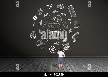 Immagine composita di pensosa imprenditrice Foto Stock