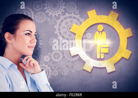 Immagine composita della vista laterale del pensiero imprenditrice Foto Stock