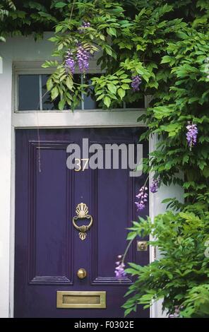 La porta anteriore di una casa in King's Road, Londra, Inghilterra, Regno Unito. Foto Stock