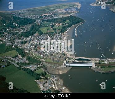 Antenna di Conwy Castle, Wales, Regno Unito Foto Stock