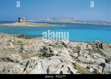 Italia - Regione Sardegna - Capo del Falcone con isola dell' Asinara in background Foto Stock