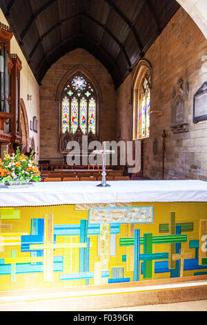 Chiesa altare St Marys Chiesa Masham Yorkshire Dales England Regno Unito Yorkshire Dales REGNO UNITO Inghilterra Foto Stock