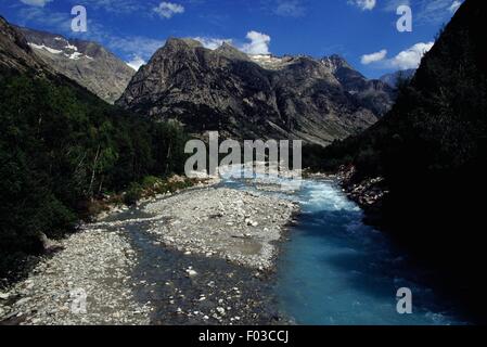 Stream, Barre des Ecrins, Parco Nazionale degli Ecrins (Parco nazionale degli Ecrins, Francia). Foto Stock