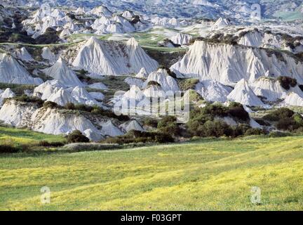 Badlands nel pantano nei pressi di Aliano, Basilicata, Italia. Foto Stock