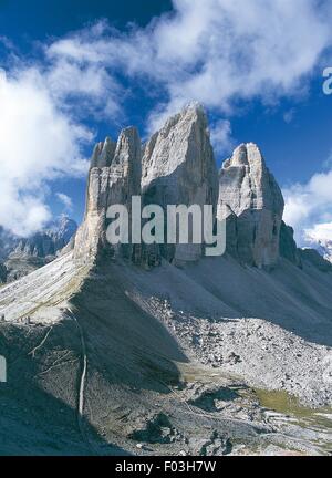 Italia - Trentino Alto Adige - Val Pusteria - Parco Naturale delle Dolomiti di Sesto - Tre Cime di Lavaredo (Tre Cime di Lavaredo) dal Monte Paterno. Foto Stock