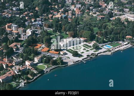 Vista aerea di Villa Olmo a Como, sul lago di Como o Lario - Regione Lombardia, Italia Foto Stock