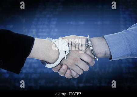 Immagine composita della gente di affari in manette stringono le mani Foto Stock