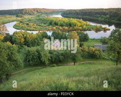 Vista dalla collina di Merkinė (Repubblica di Lituania) Foto Stock