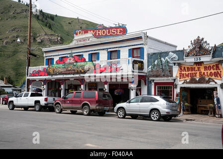 Deloney street e Jackson Hole Playhouse, Jackson, Wyoming USA Foto Stock