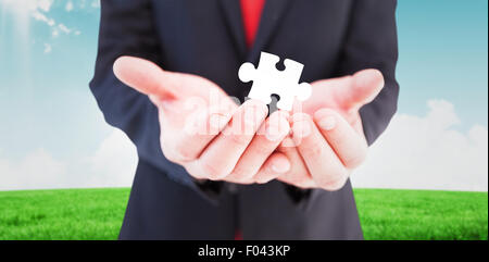 Immagine composita di imprenditore presentando con le mani Foto Stock