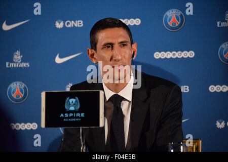 Parigi, Francia. 06 Ago, 2015. Parigi St German introdurre nuova firma Angel di Maria (PSG) all'Shrangi Hotel in Parigi. Di Maria è stata acquisita dal Manchester United. Credito: Azione Sport Plus/Alamy Live News Foto Stock