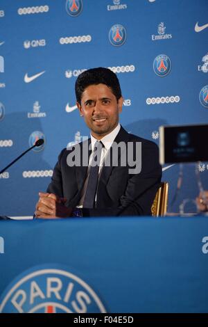 Parigi, Francia. 06 Ago, 2015. Parigi St German introdurre la nuova firma di Nasser Al Khelaifi (pdt PSG) all'Shrangi Hotel in Parigi. Di Maria è stata acquisita dal Manchester United. Credito: Azione Sport Plus/Alamy Live News Foto Stock